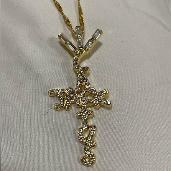 Cactus jack gold pendant necklace hip hop iced out Travis Scott